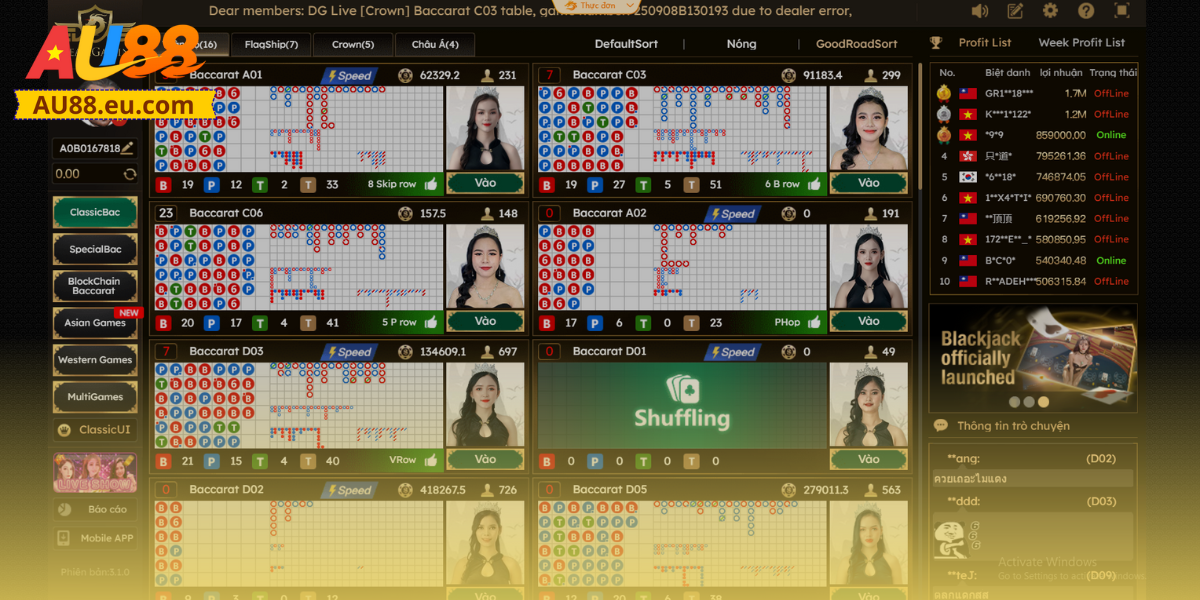 DG Casino Au88: Sảnh Cược Đỉnh Cao, Đẳng Cấp Thượng Lưu 2 Những tựa game đình đám tại DG Casino